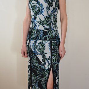 $820 Roberto Cavalli Green long sheath Dress, Size 38